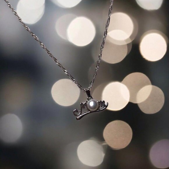 925 Sterling Silver Pearl Mom Necklace Gift For Mom - Picture 3 of 4